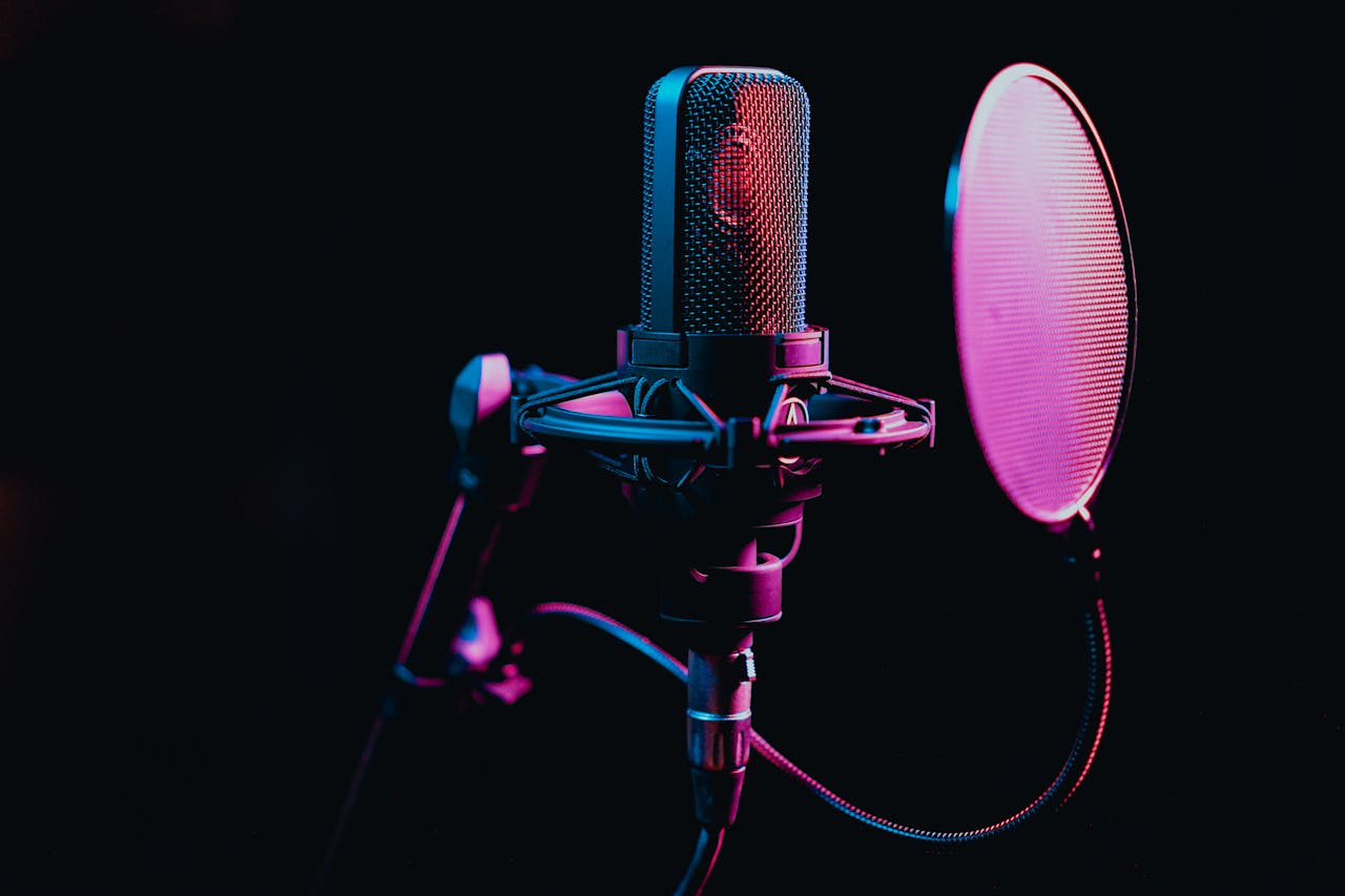 Black Microphone on a Stand